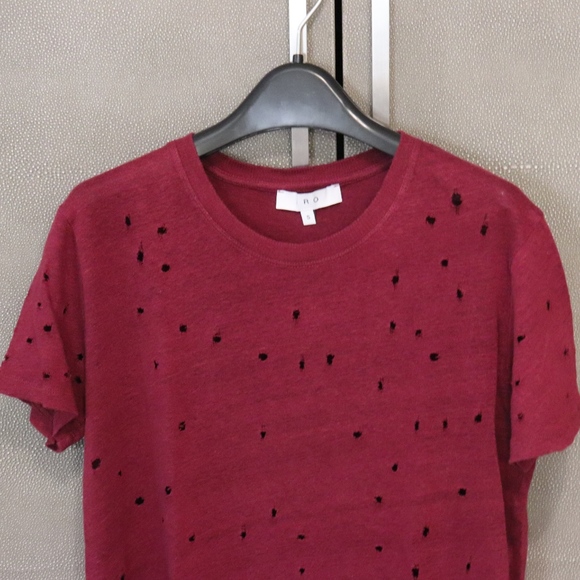 IRO Linen Clay Top Distressed/holes Burgundy - Picture 2 of 2